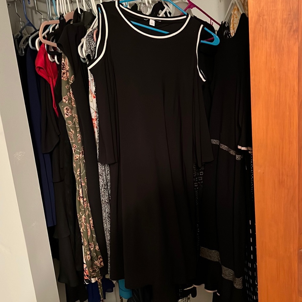 Open shoulder mid sleeve dress